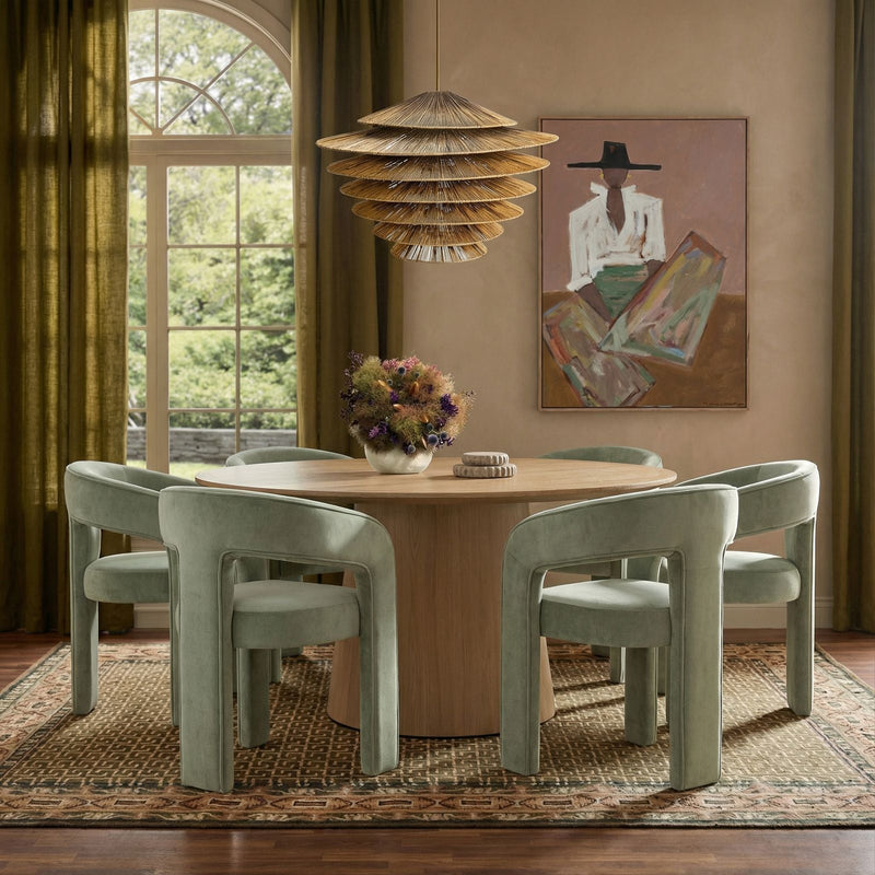 Sahara Round Oak Dining Table (41"-60")-zoom-