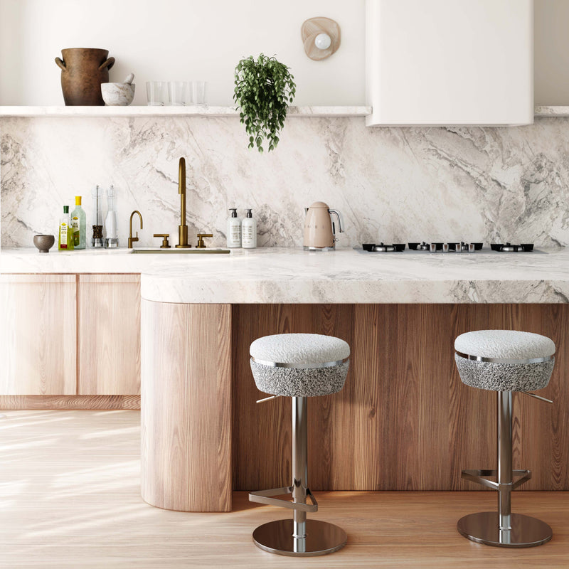 Astro White and Grey Boucle Adjustable Stool-zoom-