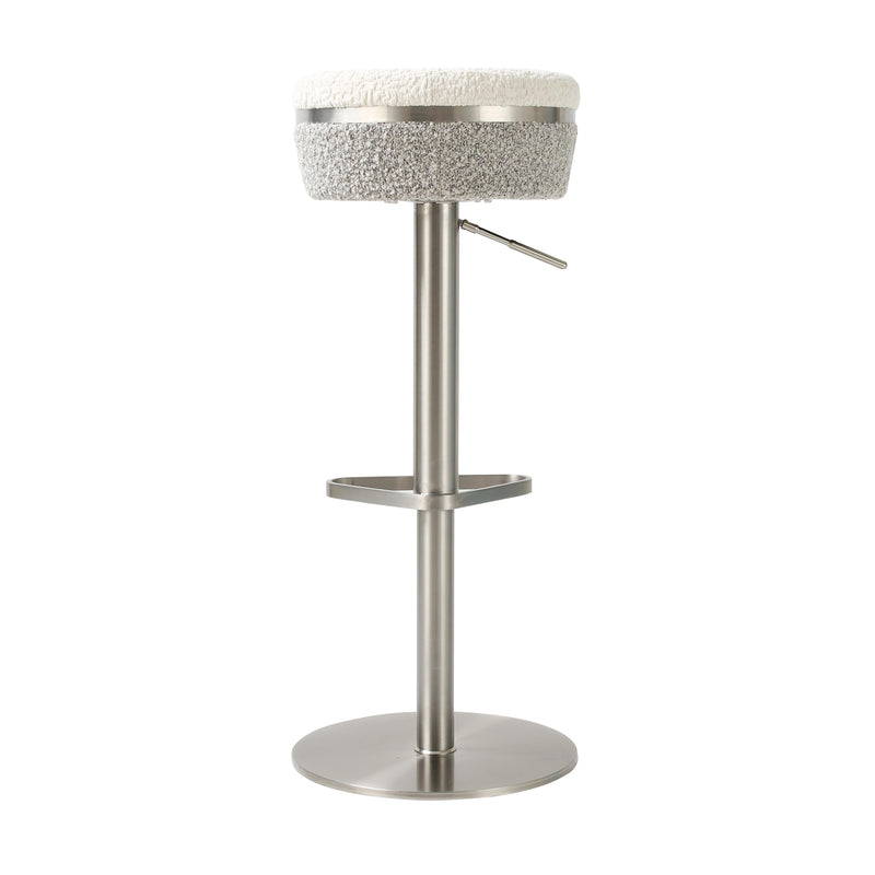 Astro White and Grey Boucle Adjustable Stool-zoom-