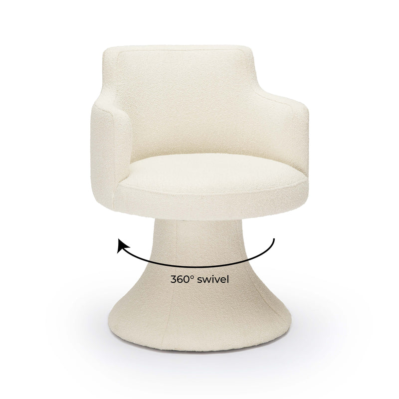 Jeffree Performance Boucle Swivel Dining Chair-zoom-