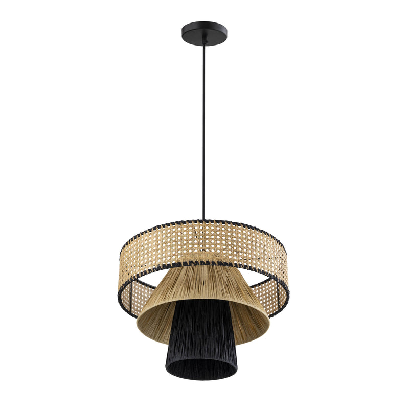 Rylie Natural & Black Raffia Pendant Lamp-zoom-