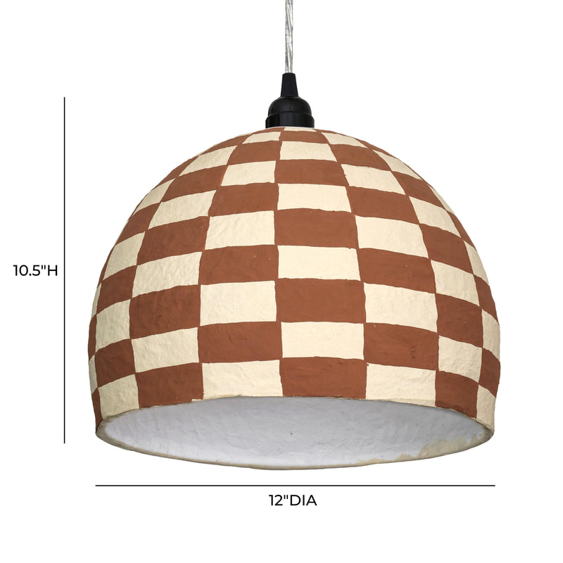 Taurus White and Terracotta Cotton Mache Pendant Lamp-zoom-