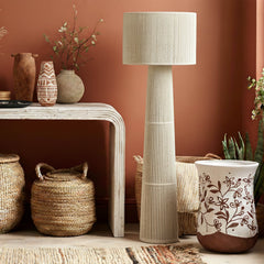 Tapered Natural Chenille Fiber Floor Lamp