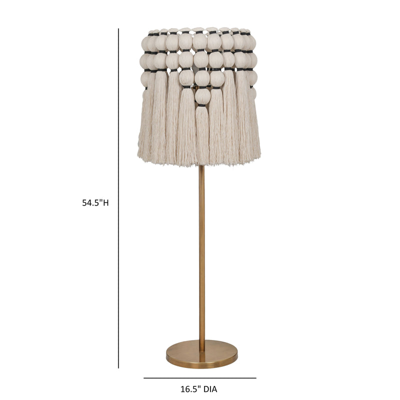Tutu Cream Cotton Tasseled Floor Lamp-zoom-