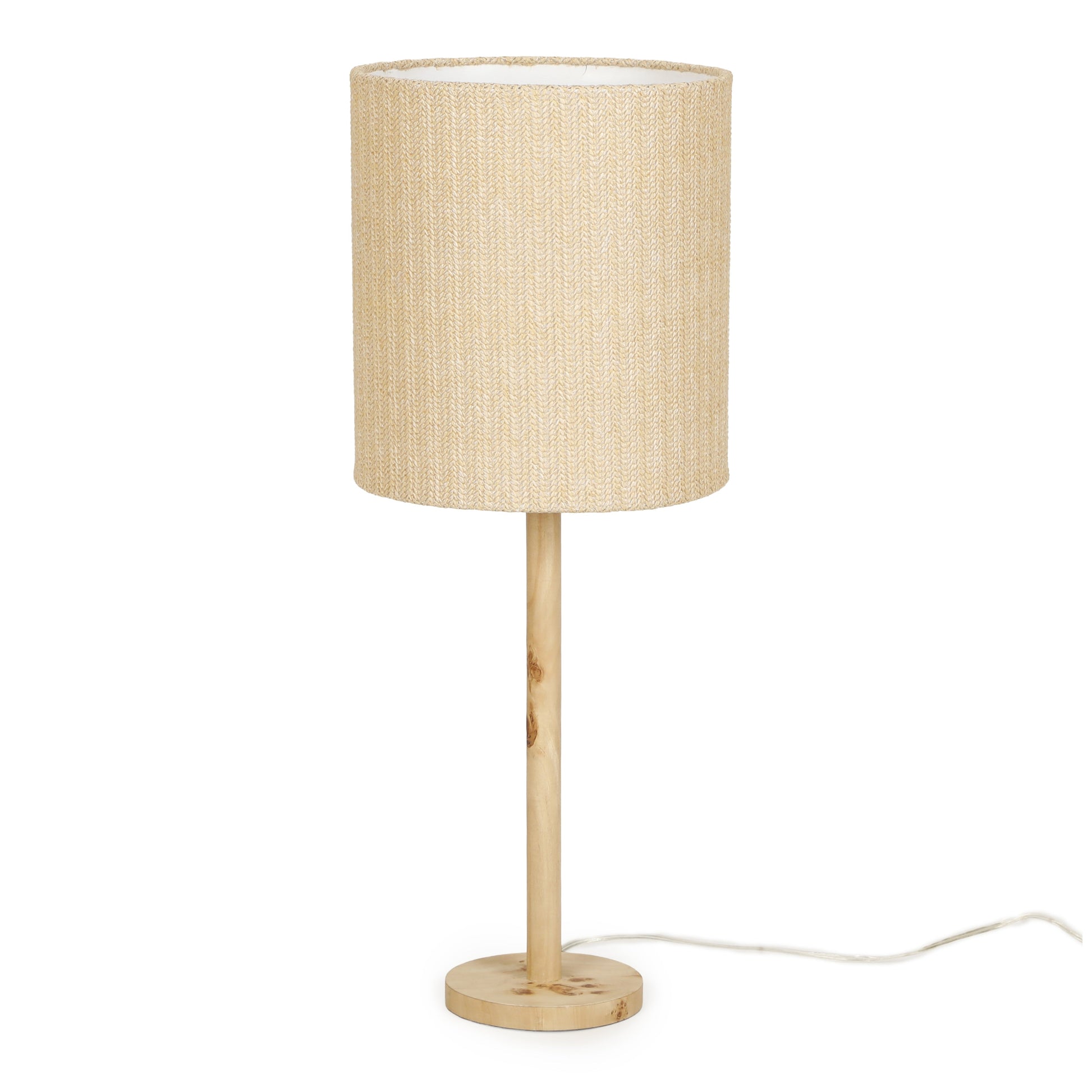Lamia Natural Burl and Raffia Contract-Grade Table Lamp