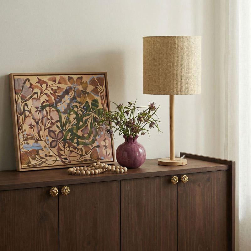 Lamia Natural Burl and Raffia Contract-Grade Table Lamp-zoom-