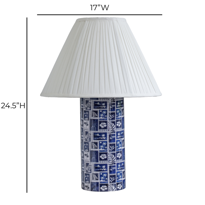 Stamp Blue Pleated Table Lamp-zoom-