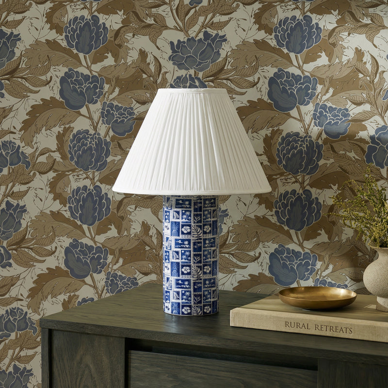 Stamp Blue Pleated Table Lamp-zoom-