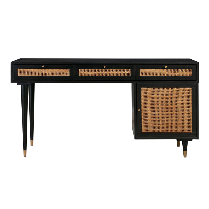 Sierra 60" Cane 3-Drawer Desk With Storage-zoom-