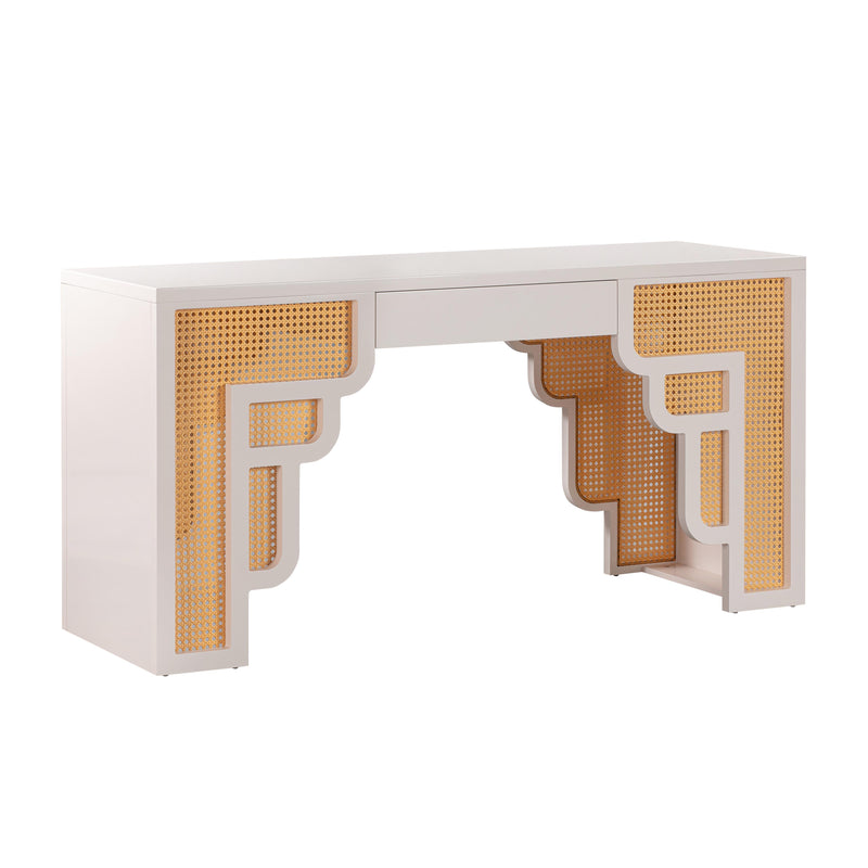 Suzie 62" Rattan Executive Desk With Drawer-zoom-