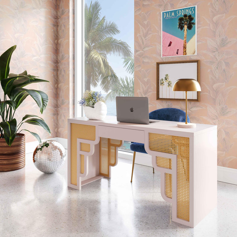 Suzie 62" Rattan Executive Desk With Drawer-zoom-