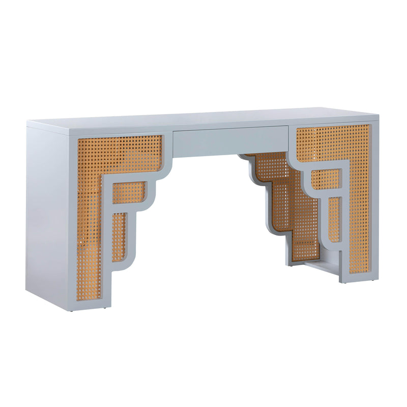 Suzie 62" Rattan Executive Desk With Drawer-zoom-