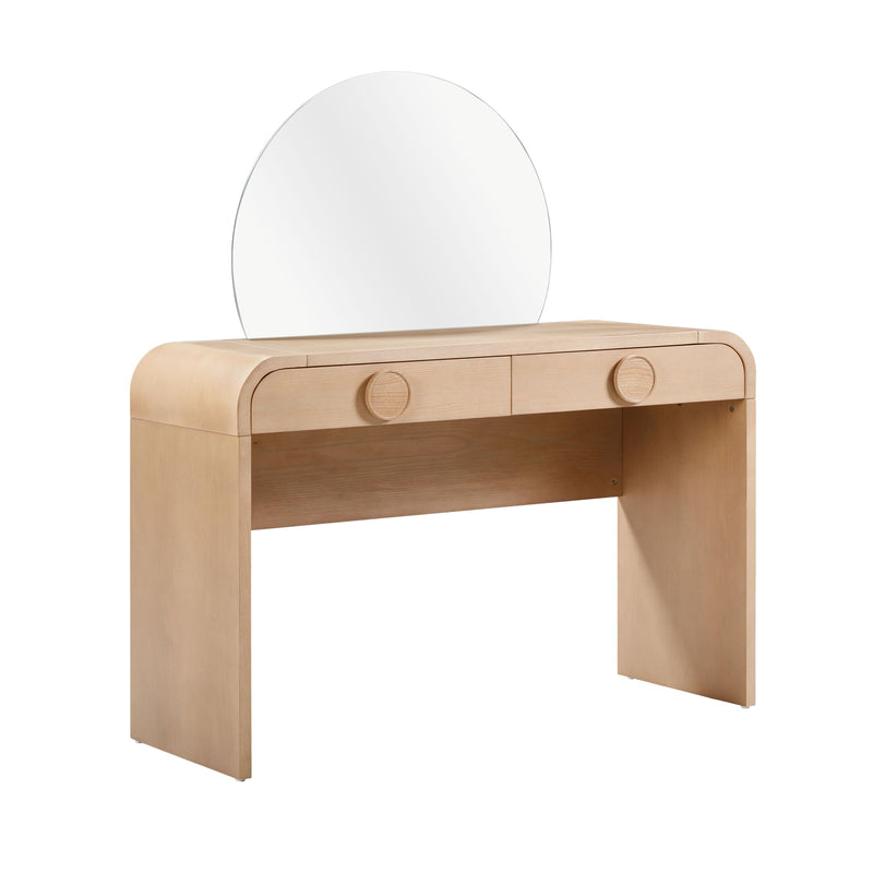 Moonrise 48 Natural Ash 2-Drawer Vanity Desk with Mirror-zoom-