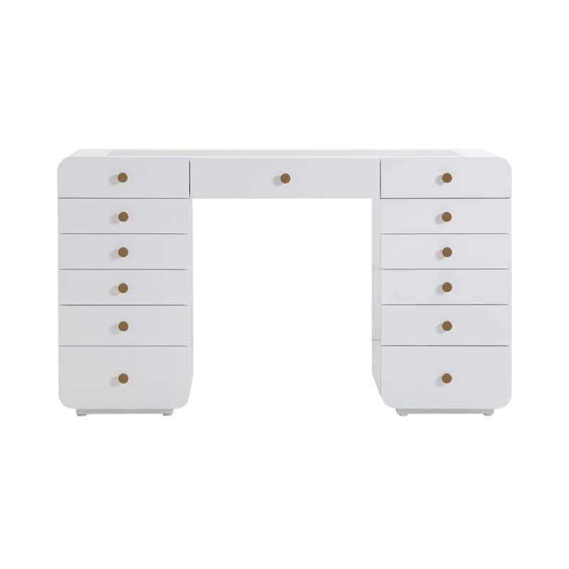 Hollywood 56" White Desk with Vanity Mirror-zoom-