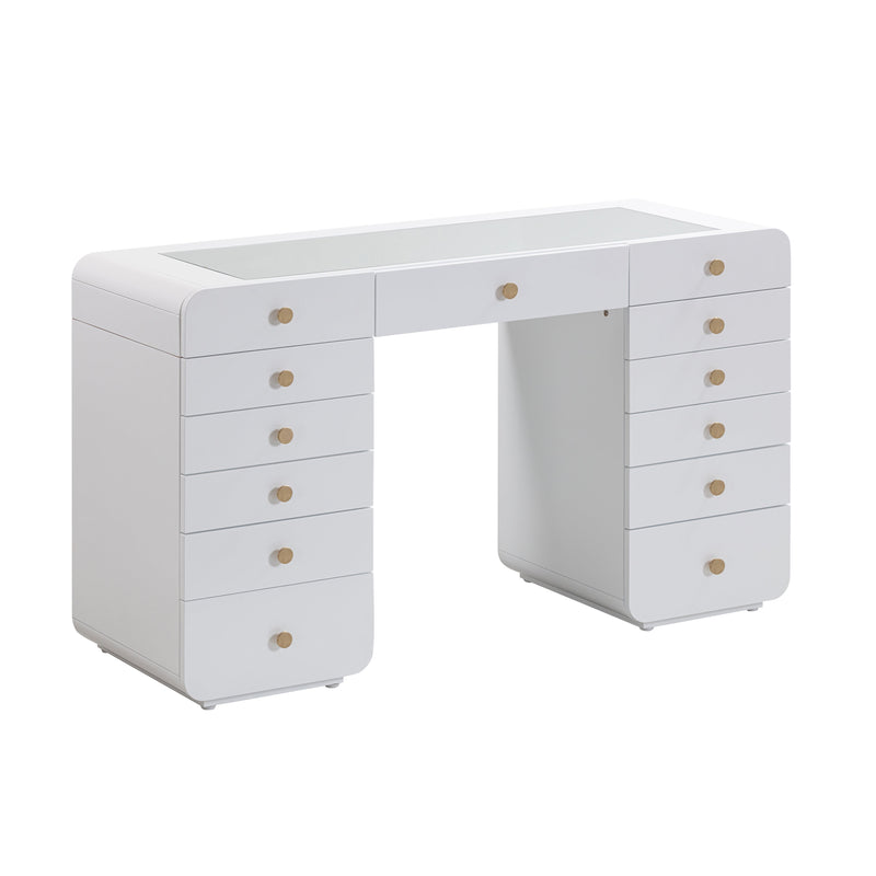 Hollywood 56" White Desk with Vanity Mirror-zoom-