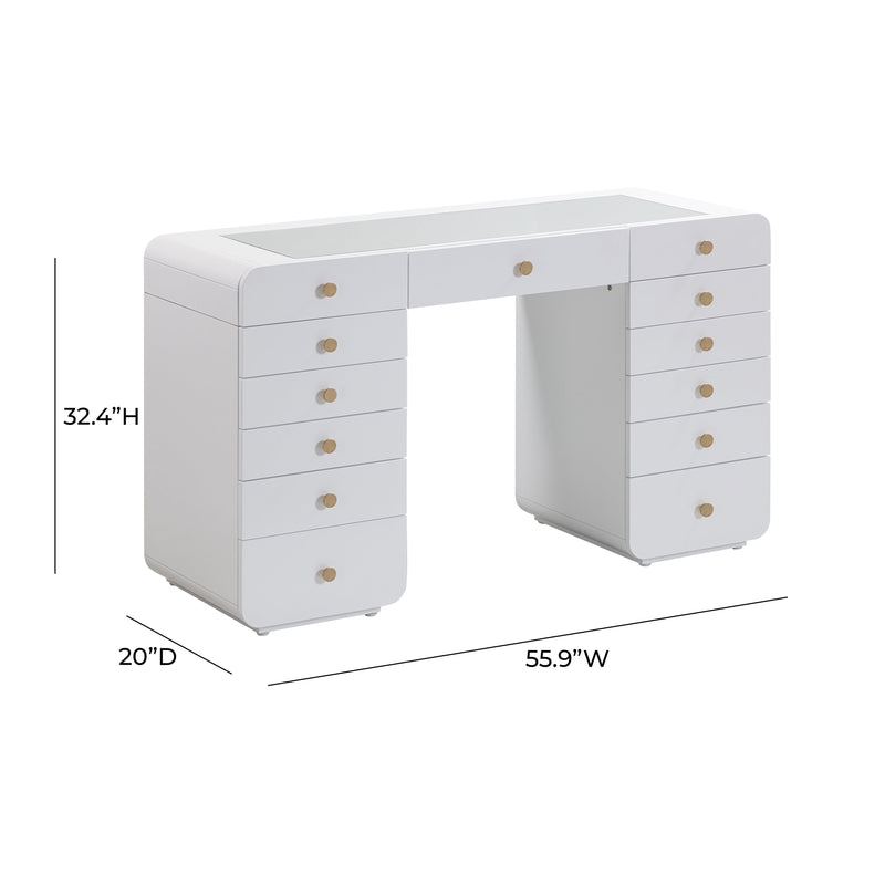 Hollywood 56" White Desk with Vanity Mirror-zoom-