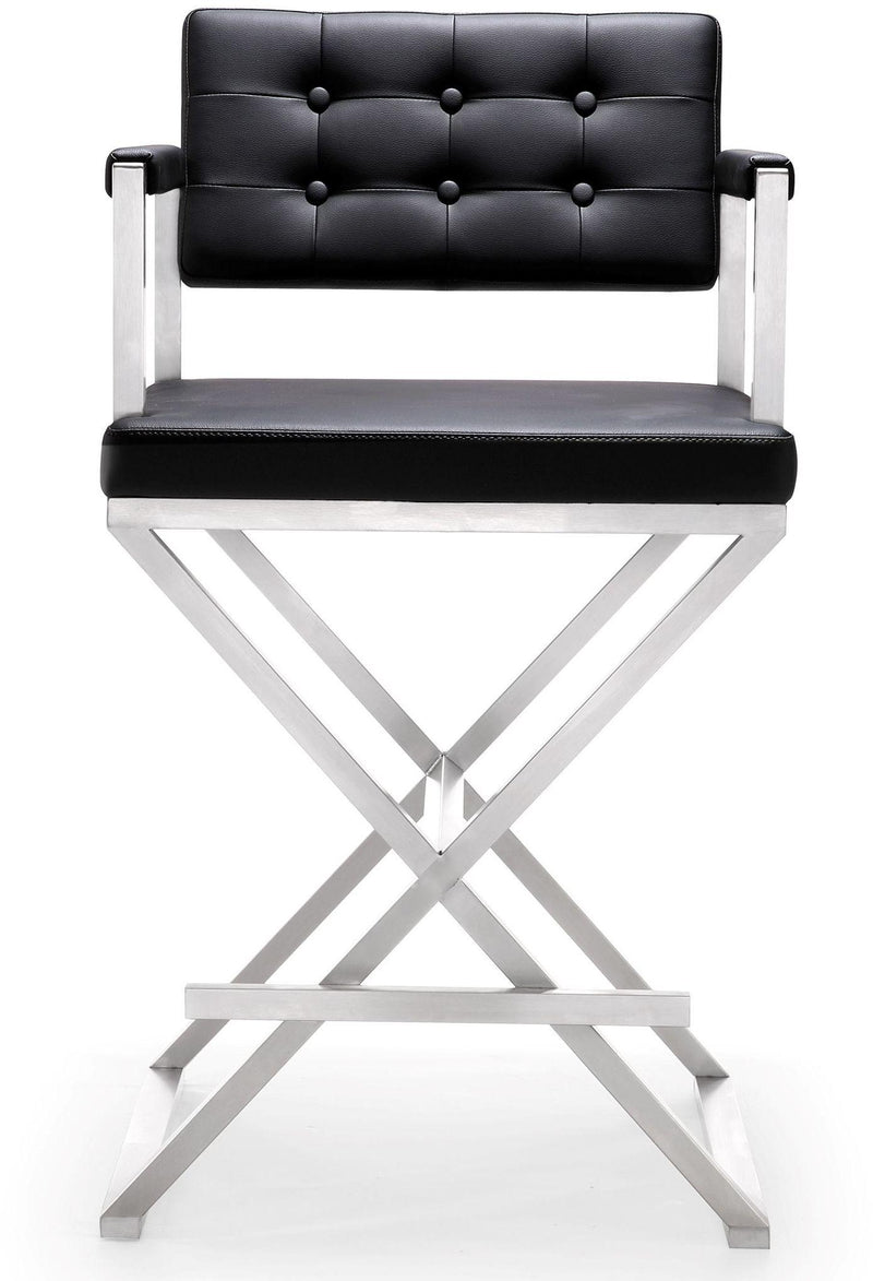 Director Performance Vegan Leather Stool with Silver Base-zoom-