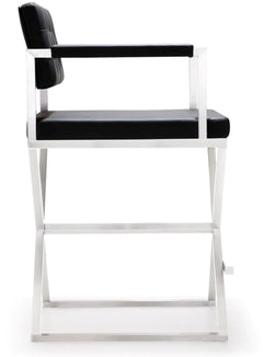 Director Performance Vegan Leather Stool with Silver Base