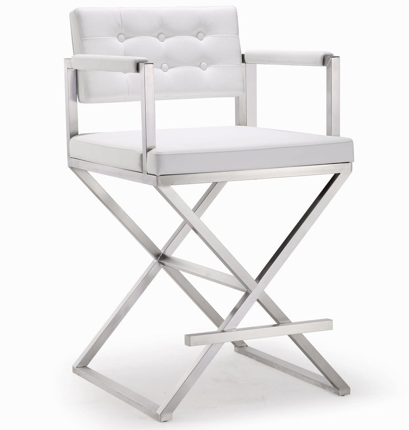 Director Performance Vegan Leather Stool with Silver Base-zoom-