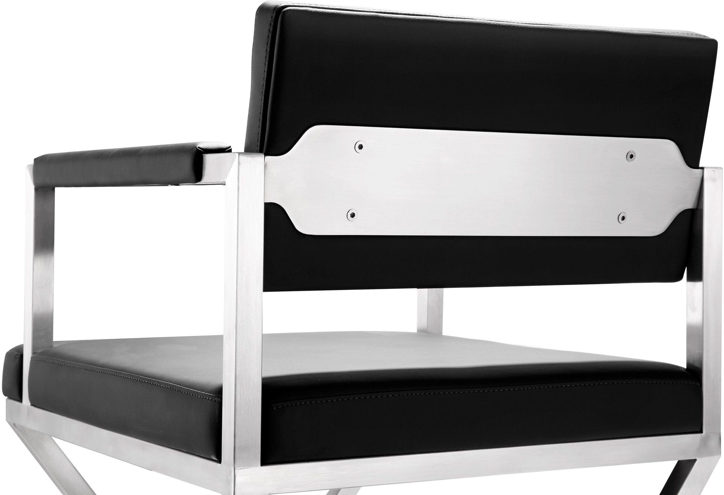 Director Performance Vegan Leather Stool with Silver Base