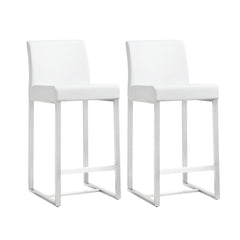 Denmark Performance Vegan Leather Stool with Silver Base - Set of 2