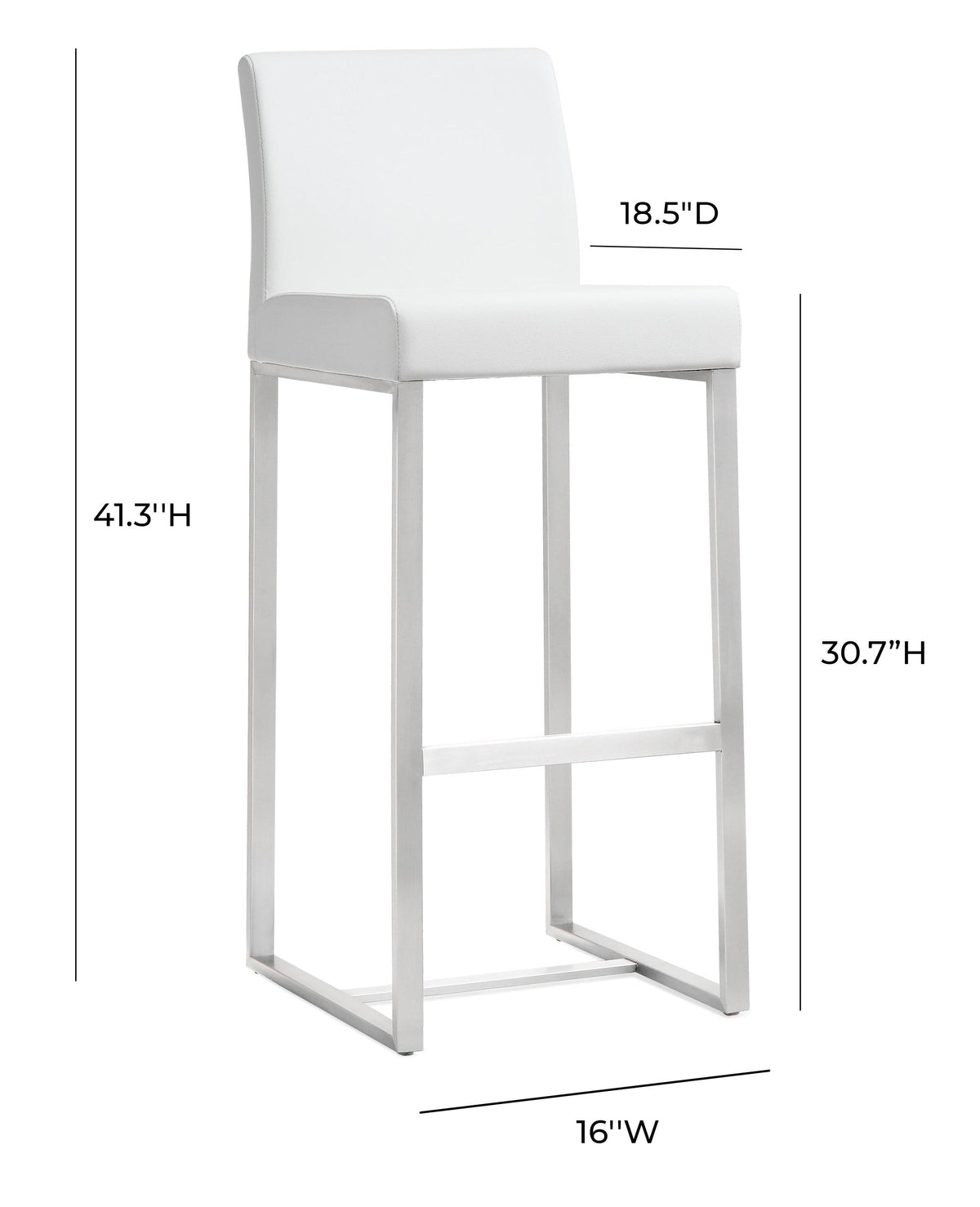 Denmark Performance Vegan Leather Stool with Silver Base - Set of 2