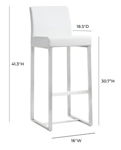 Denmark Performance Vegan Leather Stool with Silver Base - Set of 2