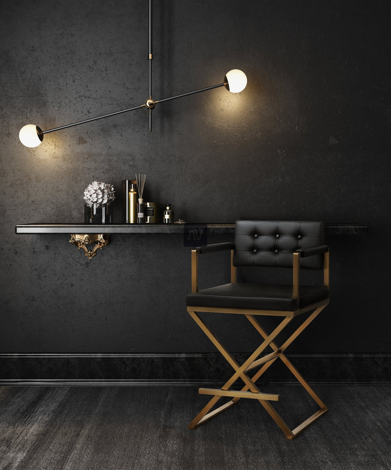 Director Performance Vegan Leather Stool with Gold Base-zoom-