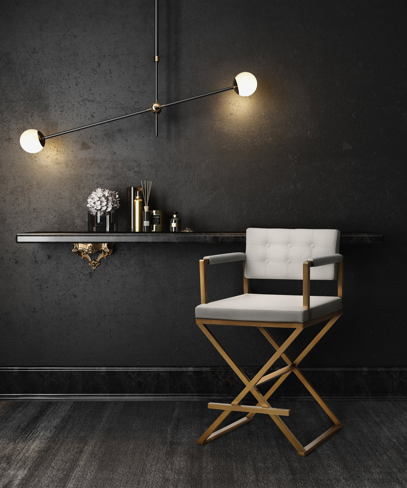 Director Performance Vegan Leather Stool with Gold Base-zoom-