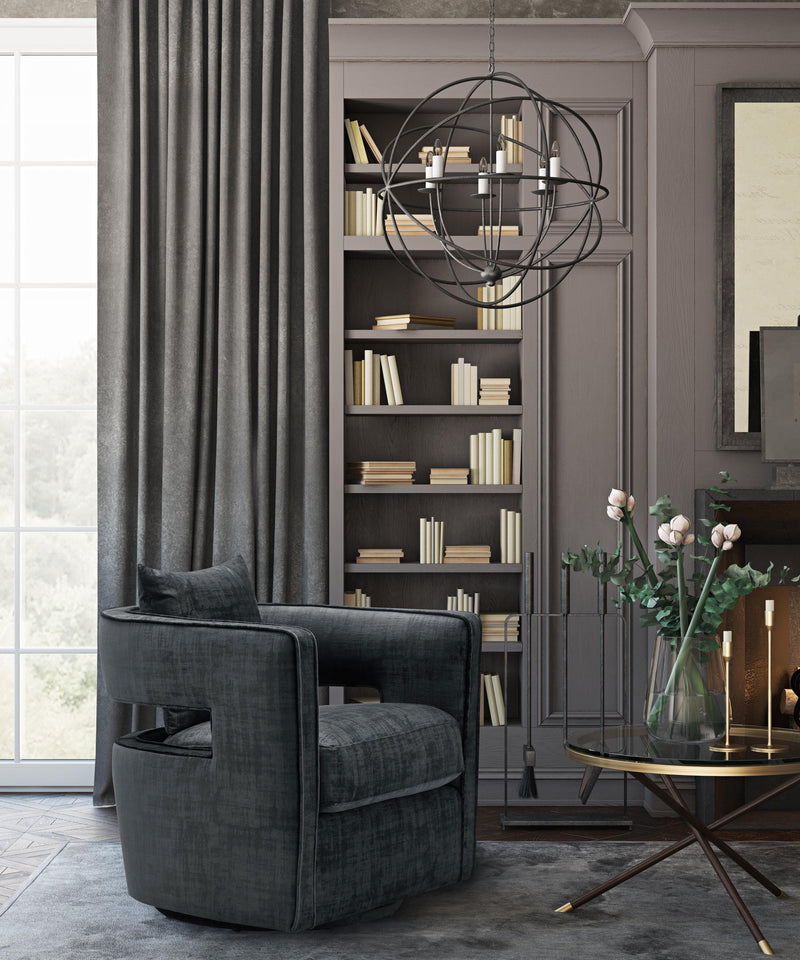 Kennedy Performance Velvet Swivel Accent Chair-zoom-