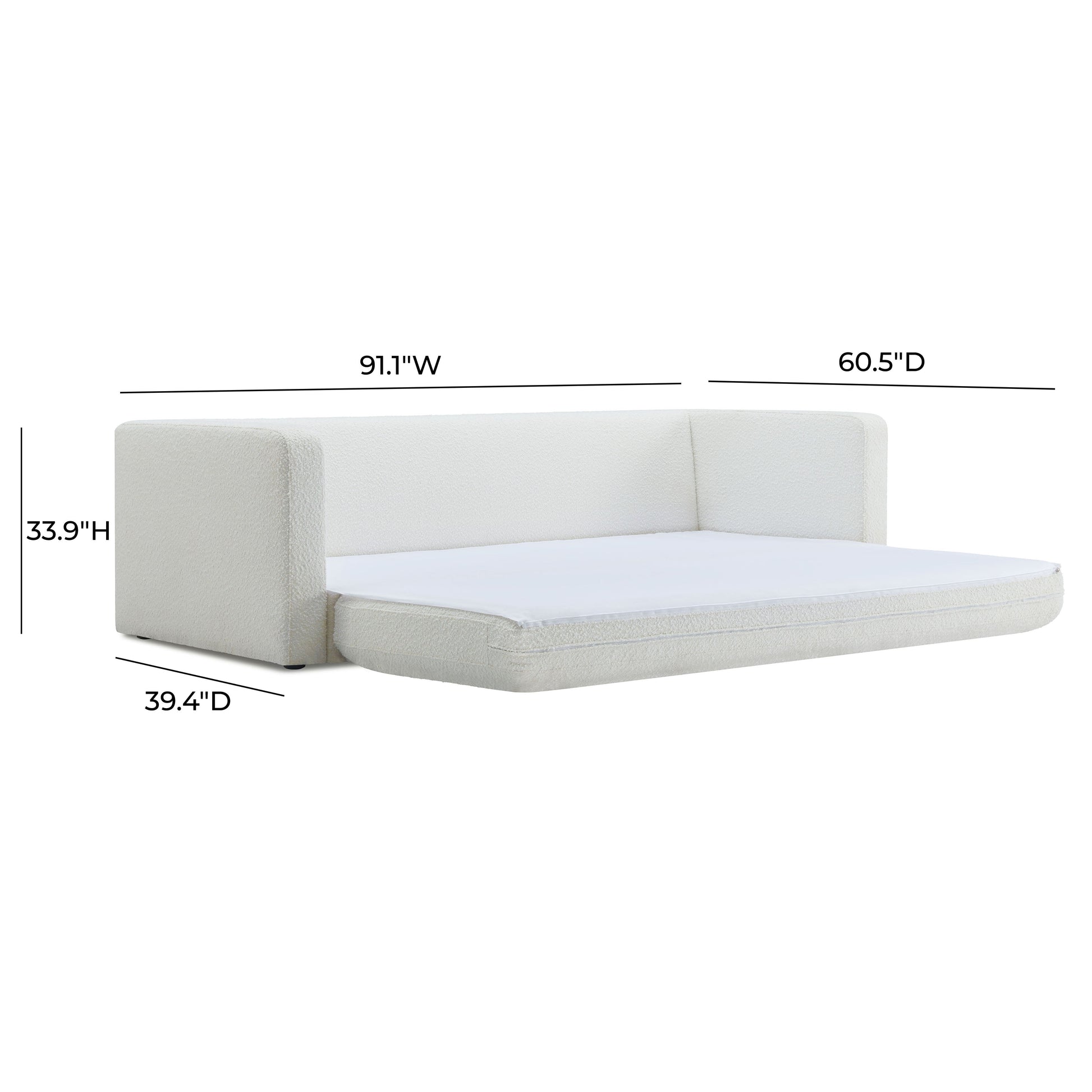 Ryan 91" Performance Boucle Sleeper Sofa