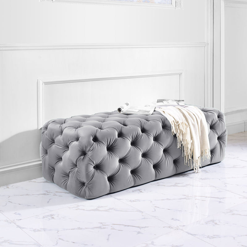 Kaylee 49" Performance Velvet Tufted Jumbo Ottoman-zoom-