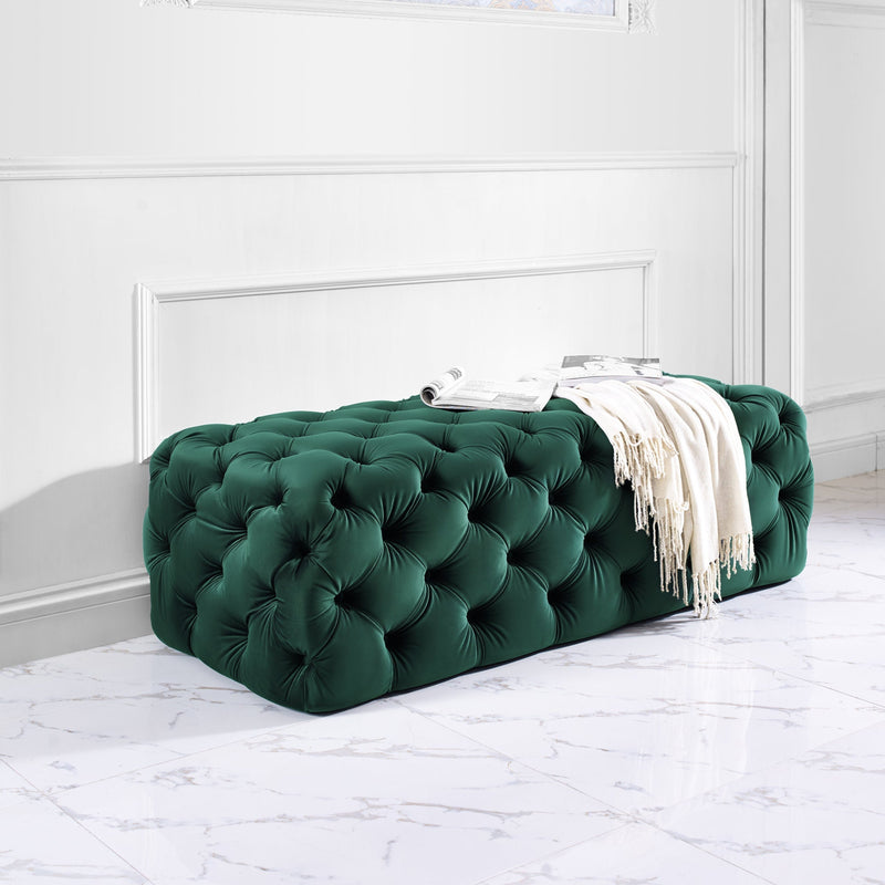 Kaylee 49" Performance Velvet Tufted Jumbo Ottoman-zoom-