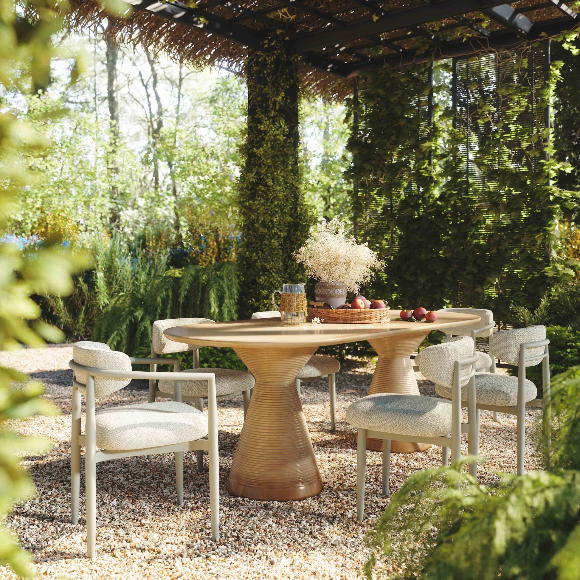Annika Textured Contract-Grade Fabric Outdoor Dining Arm Chair