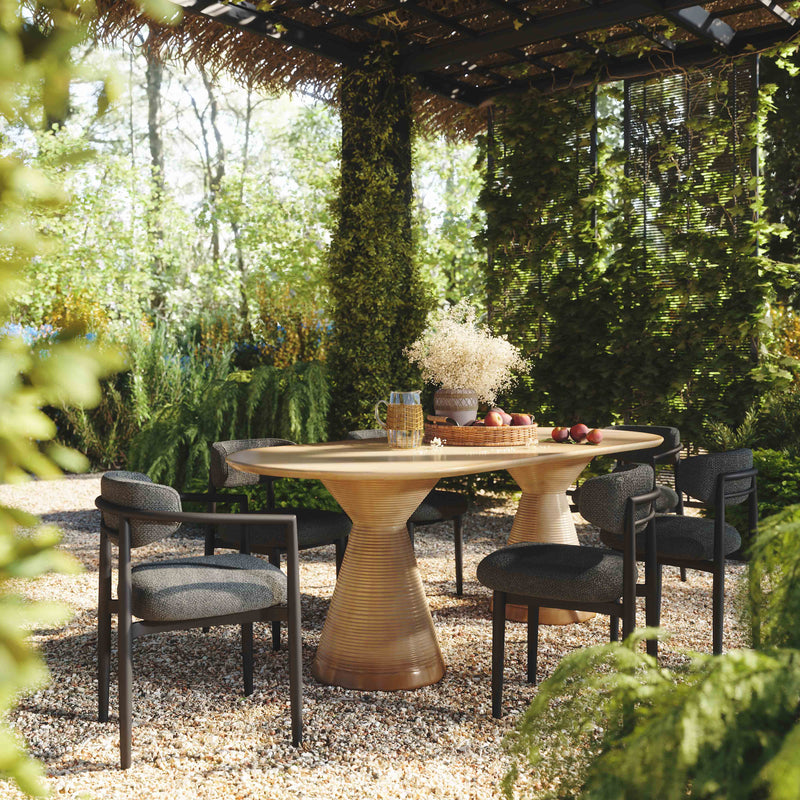 Annika Textured Contract-Grade Fabric Outdoor Dining Arm Chair-zoom-