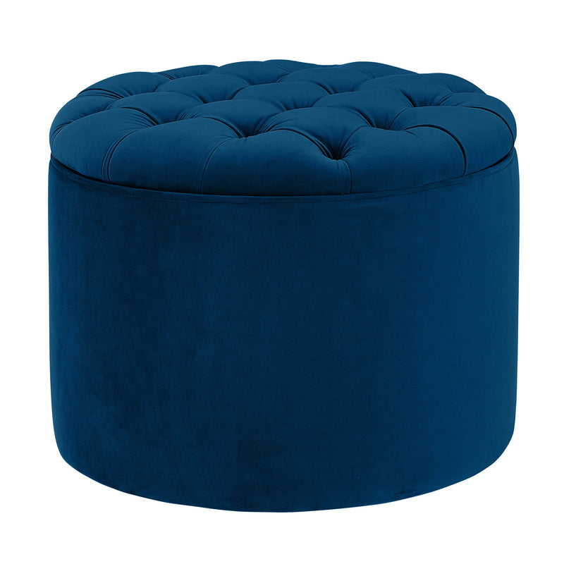 Queen Performance Velvet Round Storage Ottoman-zoom-