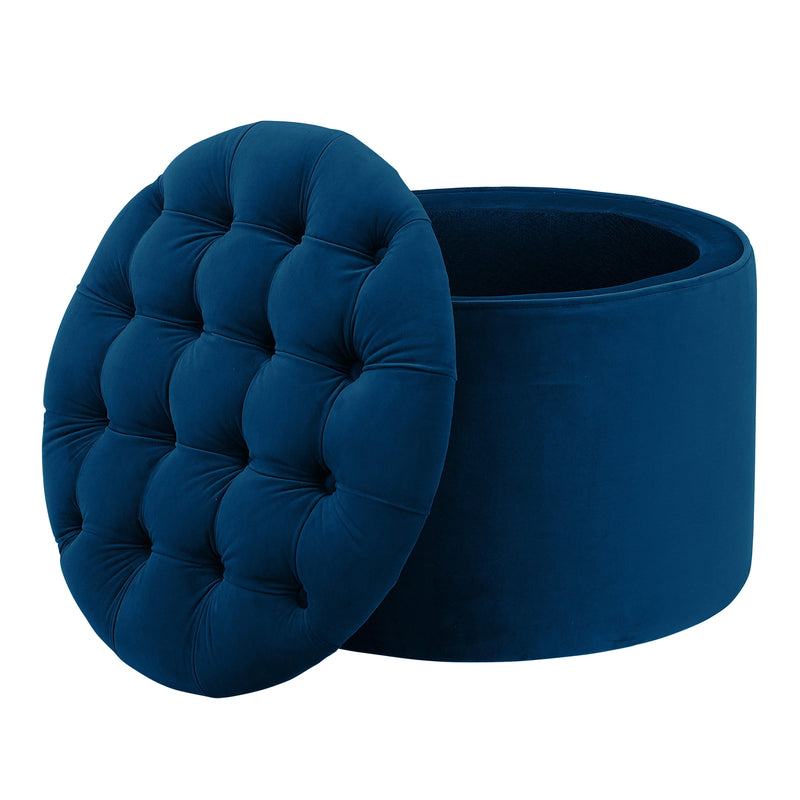 Queen Performance Velvet Round Storage Ottoman-zoom-