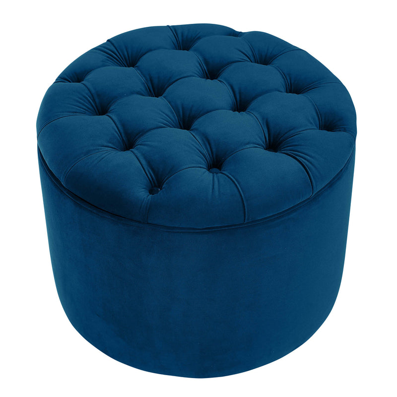 Queen Performance Velvet Round Storage Ottoman-zoom-