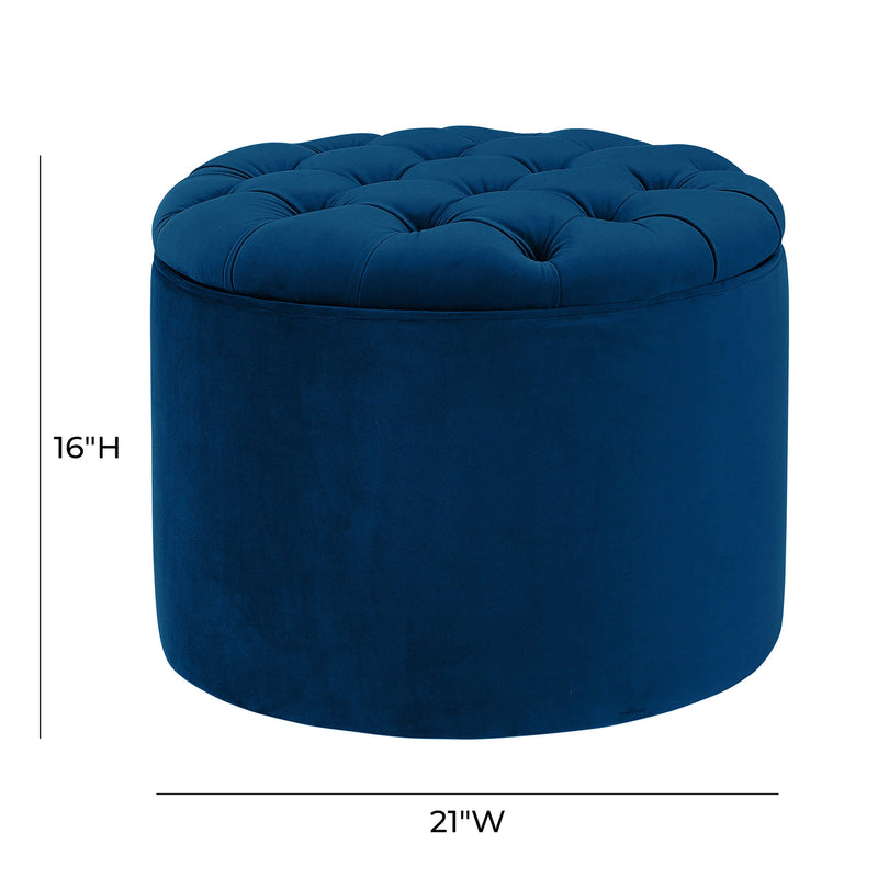 Queen Performance Velvet Round Storage Ottoman-zoom-