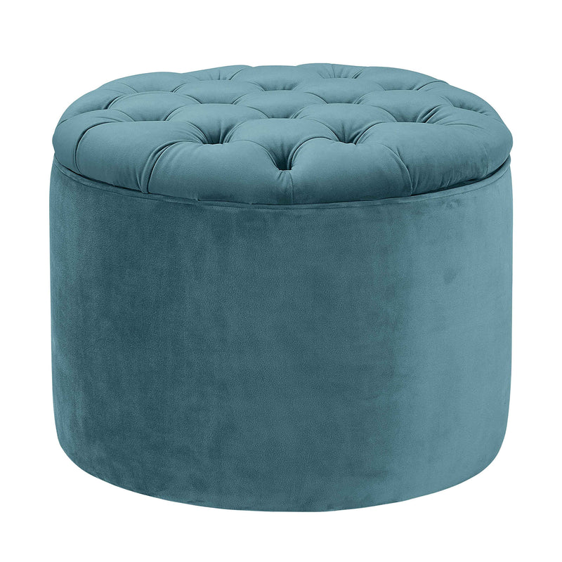 Queen Performance Velvet Round Storage Ottoman-zoom-