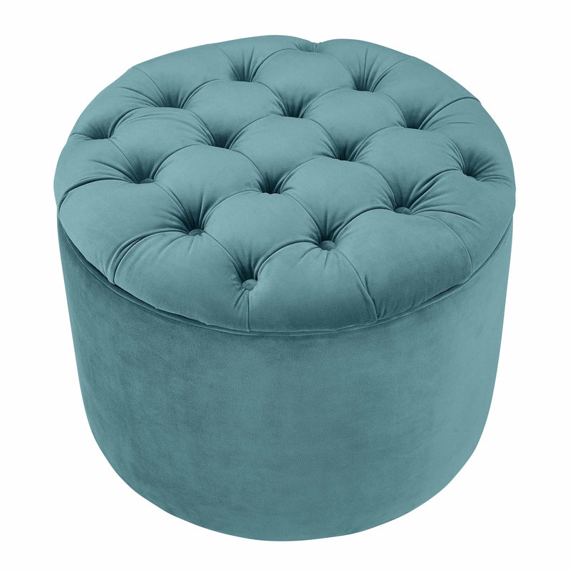 Queen Performance Velvet Round Storage Ottoman-zoom-