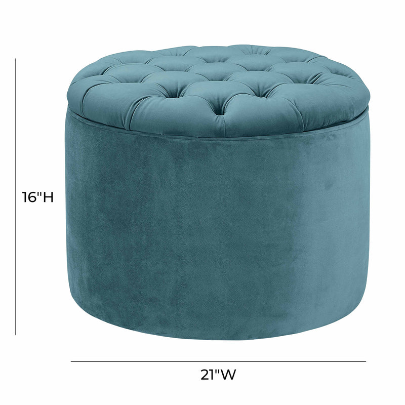 Queen Performance Velvet Round Storage Ottoman-zoom-
