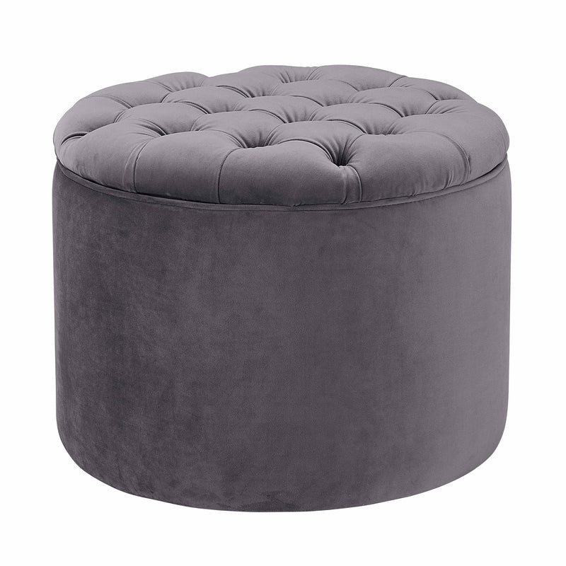 Queen Performance Velvet Round Storage Ottoman-zoom-
