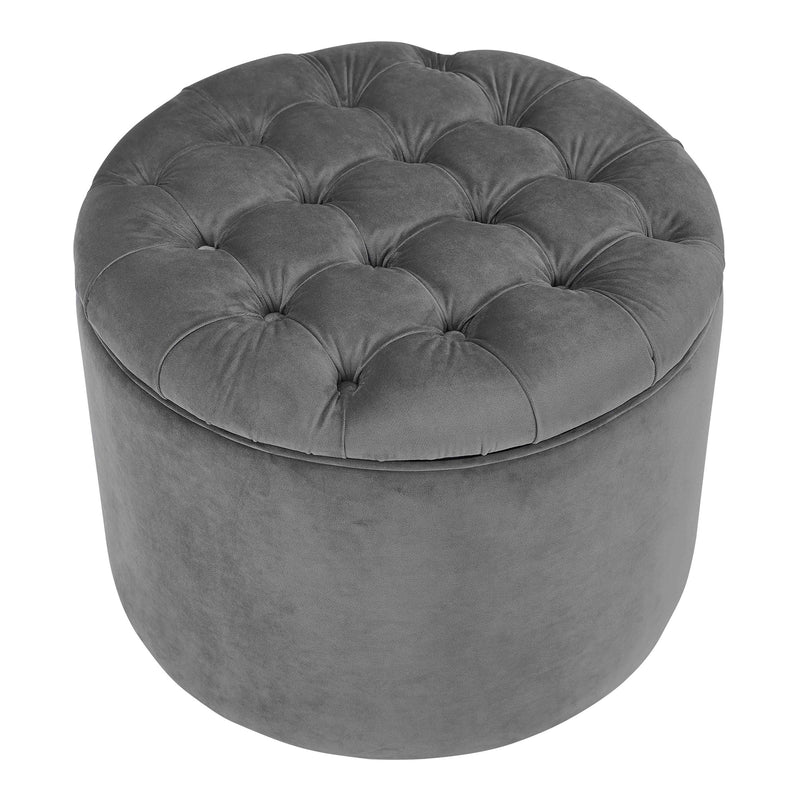 Queen Performance Velvet Round Storage Ottoman-zoom-