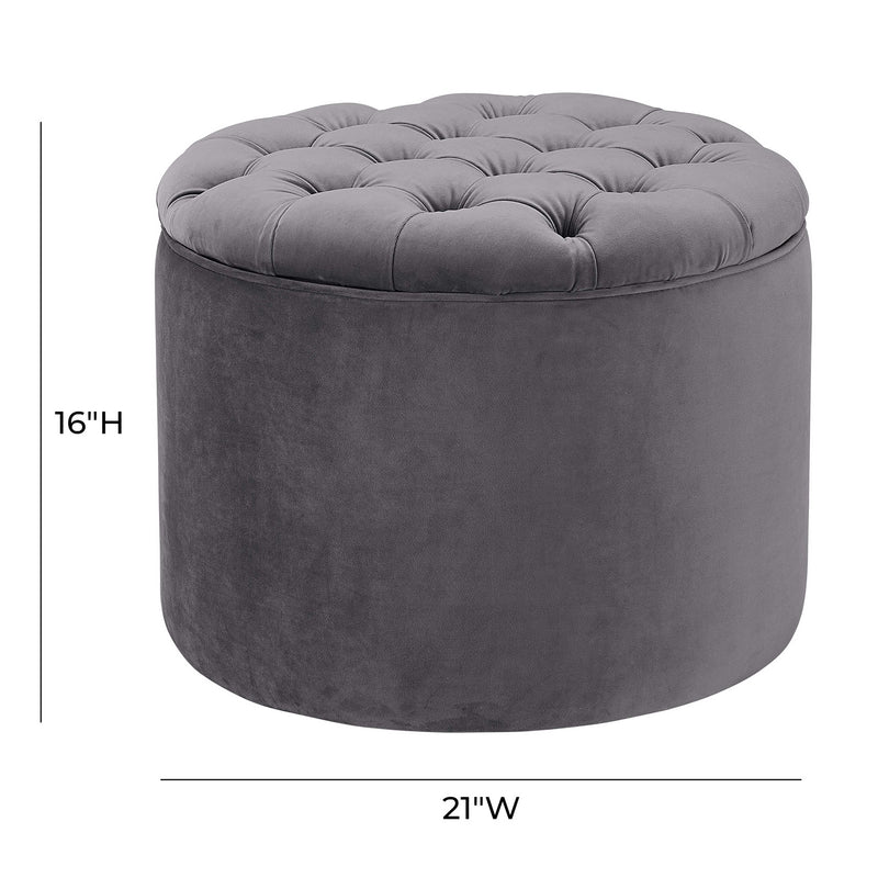 Queen Performance Velvet Round Storage Ottoman-zoom-