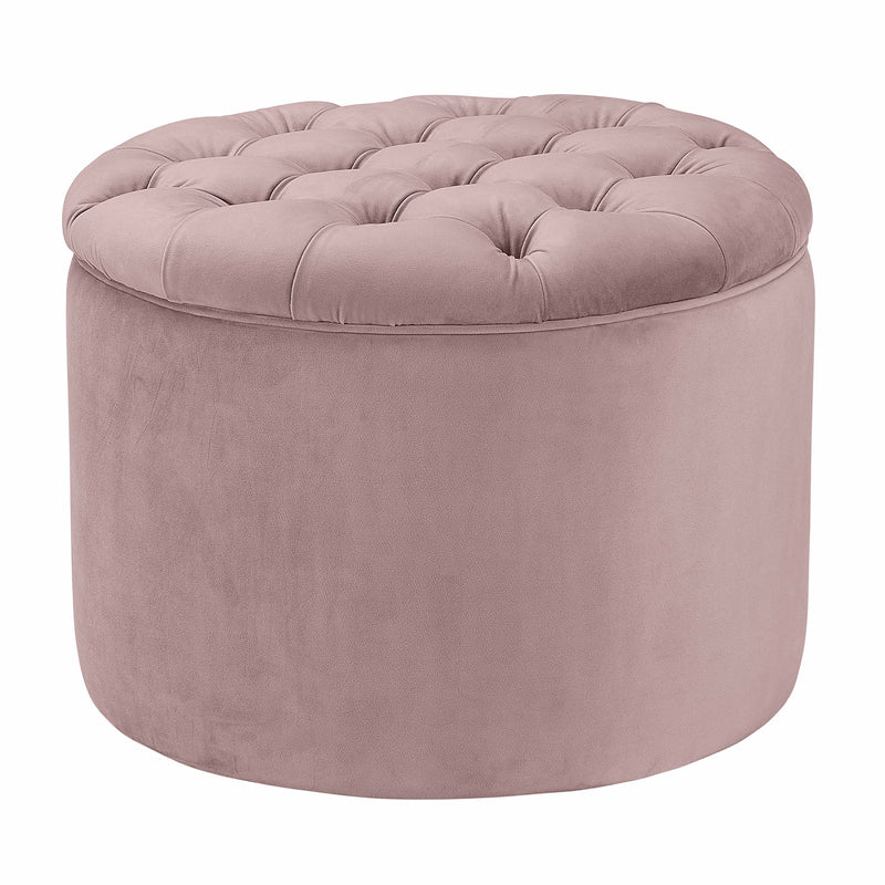 Queen Performance Velvet Round Storage Ottoman-zoom-
