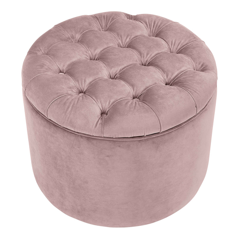 Queen Performance Velvet Round Storage Ottoman-zoom-