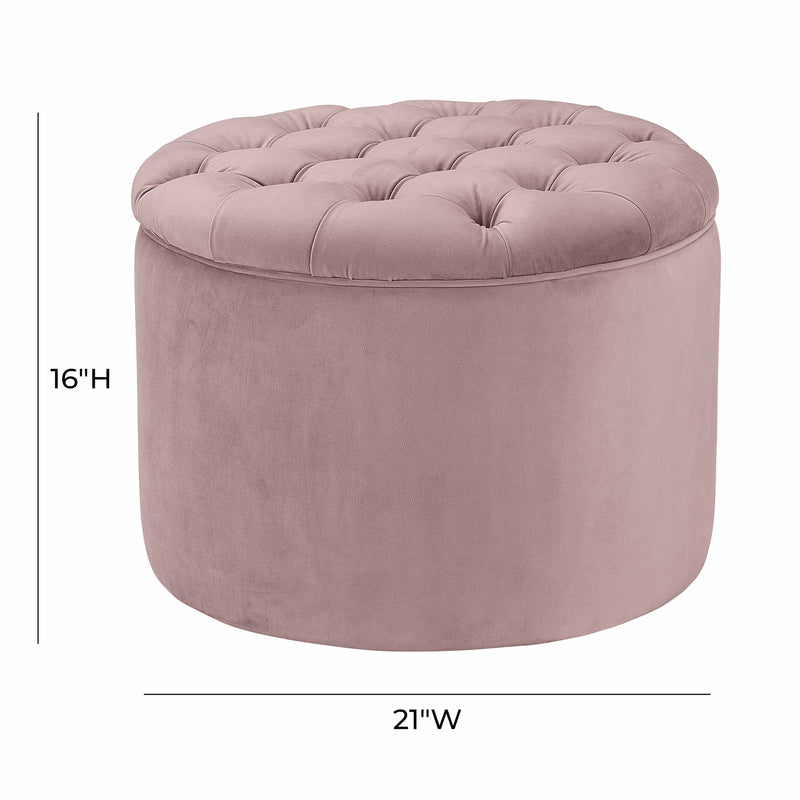 Queen Performance Velvet Round Storage Ottoman-zoom-