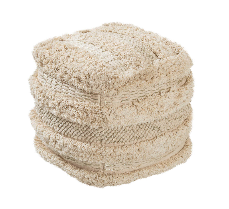 Yorba Beige Cotton Pouf-zoom-