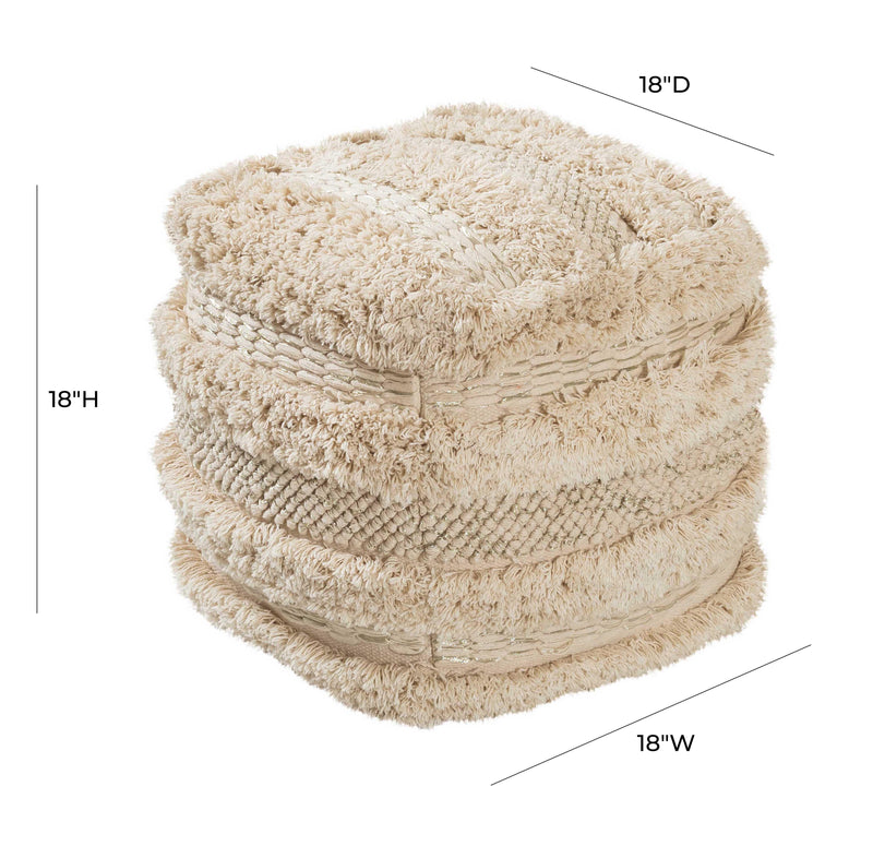 Yorba Beige Cotton Pouf-zoom-